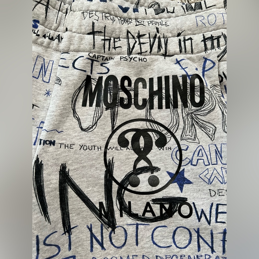 Moschino pants cotton fleece Punk Print grey joggers - Picture 3 of 11